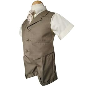 New Baby and Toddler Boy Summer Suit Natural/beige Vest Short Set