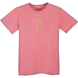 Life is good. Womens Crusher Tee - Swaying Palm Tree - Azalea Pink - XL