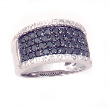 14K 1.30 CTW Black & White Diamond Band