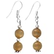 Handmade Cat's Eye & Silver Beaded Earrings