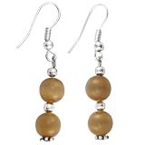 Handmade Cat's Eye & Silver Beaded Earrings