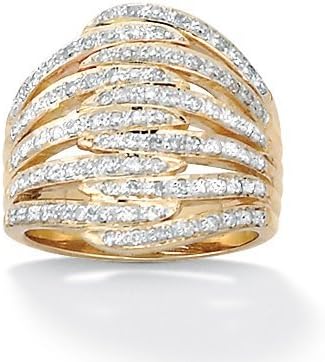 Royal Palm Jewelry 470267 1/5 TCW Diamond 18k Yellow Gold Over Sterling Silver Open Dome Ring - Size 7