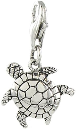 Quiges Charms Silver Plated Turtle Click-on Charm Lobster Clasp for Charms Bracelet, Necklace or Charms Carrier