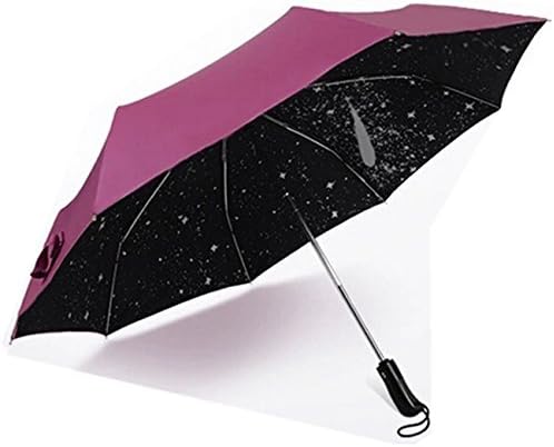 HeartAcc High Quality Fully Automatic Umbrella 3 Fold Auto Open/Close Umbrella Windproof Rainproof with Retail Package (Meteor-Rose Pink)