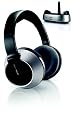 Philips SHC 8525 Funk-Kopfhörer mit Ladestation (wiederaufladbar, Double PLL, Super Silence Technology) schwarz-silber