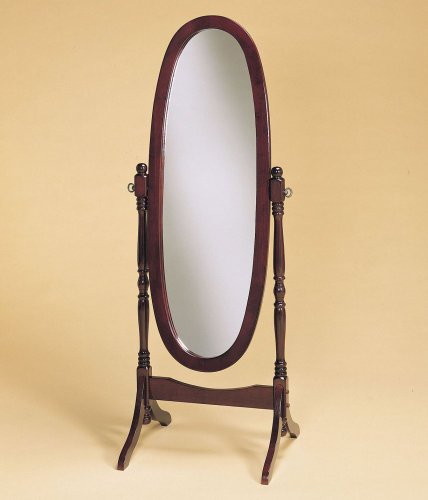 Coaster Oval Cheval Mirror in Cherry