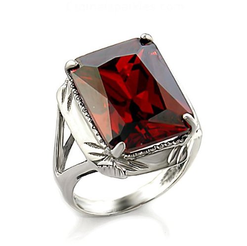 Jewelry - 8 Carat Sterling Silver Garnet CZ Ring