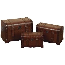 Set 3 Belize Classic Old Time Decor Wood Chest Trunks