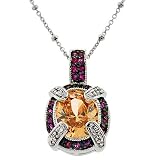 Cubic Zirconia Citrine Ruby Gemstone Silver Pendant