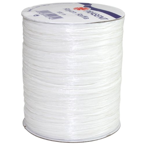 Morex Ribbon Rayon Raffia Fabric Ribbon Spool, 100-Yard, White