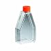 Corning 3275 Polystyrene 90mL Triangular Modified Straight Neck Cell Culture Flask with Black Phenolic-Style Cap (Case of 100)