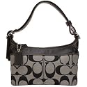 Authentic Coach Black White Signature E/W Duffle Shoulder Handbag 13359