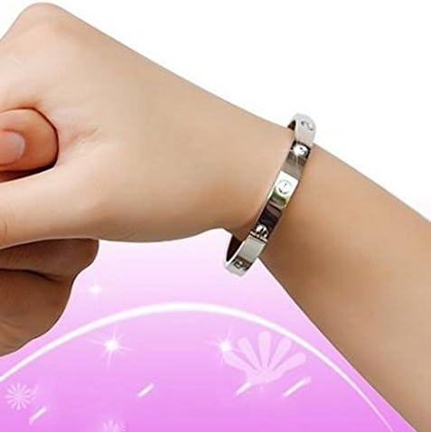 SynoTM Titanium Stainless Steel Screw Head Driver Oval Bangle Bracelet with CZ Stone for Men & Women (7.0inches)