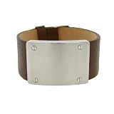 Mens Stainless Steel Textured Leather Adjustable Bracelet in Brown, 7-8.5"