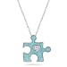 Sterling Silver Blue Enamel Puzzle with Diamond-Accent Pendant (0.03 cttw, I-J Color, I2-I3 Clarity), 18" Sterling Silver Blue Enamel Puzzle with Diamond-Accent Pendant (0.03 cttw, I-J Color, I2-I3 Clarity), 18"
