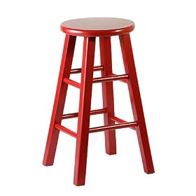 Wooden Chilli Red Roundtop Barstool by SmartBargains