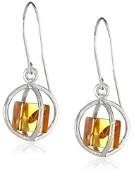 Sterling Silver Honey Amber Millennium Collection Spherical Earrings