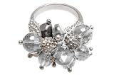 .925 Sterling Silver Designer Rock Crystal Grape Cluster Ring