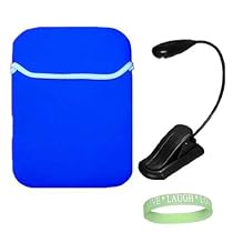 Blue / Pink Amazon Kindle DX Reversible Carrying Sleeve + Black Ebook Reader Light + Live*Laugh*Love Wrist Band!!! (Kindle DX Not Included)