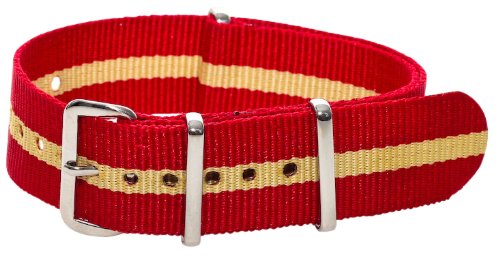 Clockwork Synergy® Classic NATO - 20mm Red & Khaki Nylon NATO Watch Strap Band