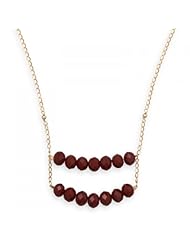 MMA Silver - 20 inch 14/20 Gold Filled Burgundy Glass Ladder Necklace