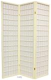 Unique Painted Wood Finishes - 6ft. Window Pane Shoji Folding Privacy Screen Room Divider - 4 Sizes - Grey, Gold, or Ivory