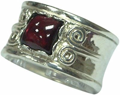 925 Sterling Solid Silver Ring Handmade Designer Garnet Red Stone - Nickel Free