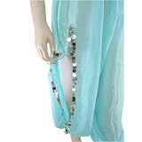 NEW Ladies Belly Dance Harem Dancing Pants with side slits and silver beaded trim, Available in Sky Blue, Red, Purple