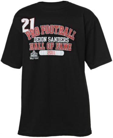 NFL Men's Atlanta Falcons Deion Sanders Pro-Football Hall Of Fame Short Sleeve T-Shirt, Black, Medium