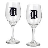MLB Tigers 14 Oz Wine Glass (Set Of 2)