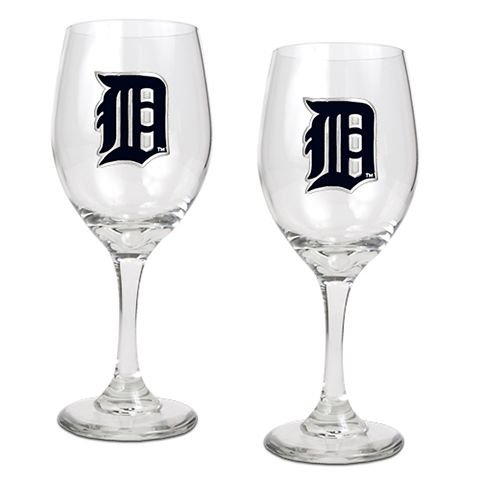 Detroit Tigers Set of 2 Wine Glasses