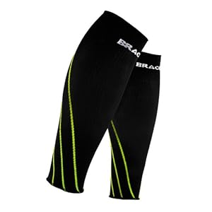 Bracoo Compression Leg Sleeves, Large, Yellow Accent