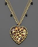 Betsey Johnson Puff-Heart Leopard Necklace