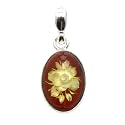 Genuine Baltic Amber and Sterling Silver Cameo Oval Pendant