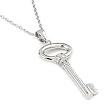 Rhodium Plated Plain Dangling Key Pendant With 16" +1" Adjustable Chain