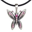 Pink PAPPION BUTTERFLY--FLutter Like A Butterfly-- Pendant With Leather Cord Necklace BICO AUSTRALIA