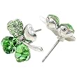 18k Gold Plated Swarovski Crystal Four Leaf Clover Cubic Zirconia Stud Earrings - Peridot Green