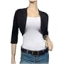 Black 3/4 sleeve open front plus size shrug bolero