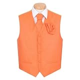VTH-5A - Orange - Formal Vest, Necktie and Hanky Set