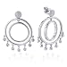 Sterling Silver Circle Diamond Dangle Earrings