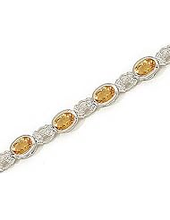 14kt Yellow Gold Oval Citrine and Diamond Bracelet