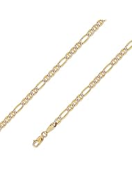 14K Solid Yellow 2 Two Tone Gold Ficonucci Chain Necklace 3.8mm (9/64") 18"
