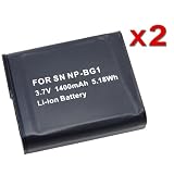 2 PACK Sony NP-BG1 Replacement Battery for Sony Cybershot DSC-H20 / DSC-HX5V / DSC-W290 CMOS Camera