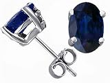 2.00 cts Genuine Oval Sapphire Earring Studs - 14kt White or Yellow Gold