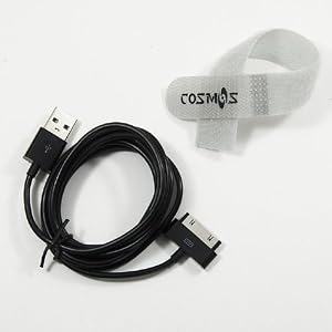 COSMOS ® Extra Long BLACK iPod Touch Nano / iPhone4 4s 3 3Gs USB Charge and Sync Cable, More Than the Length of the Standard Cord – 6FT 6 ft Long, FITS IPHONE 4 BUMPER AND ALL OTHER CASES + FREE COSMOS cable tie