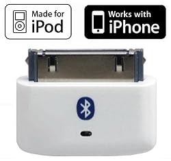 KOKKIA i10s (Luxurious White) Tiny Bluetooth iPod Transmitter for iPod/iPhone/iPad/iTouch with true Apple authentication. Remote controls and local iPod/iPhone/iPad volume control capabilities. Plug and Play, works and fits very well with latest iPod 6th generation tiny Nano, iPod Touch 4th generation, iPhone 4 and iPad. Bluetooth iPod Adapter.