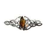 Sterling Silver Celtic Love Knots Amber Pin