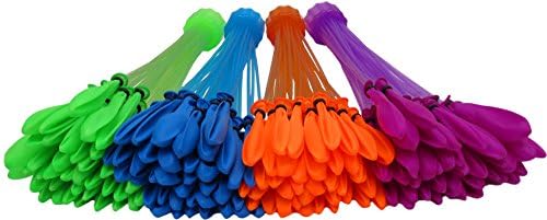 Quick Fill Balloons 4 Bunches of Self Tie Water Balloons Fill 148 Water Balloons Per Minute (Orange, Green, Blue, Purple) - Best Quality
