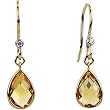 14K Yellow Gold Citrine Briolette and Diamond Earrings