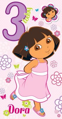 Dora the Explorer Birthday Card & Badge - Age 3 Today